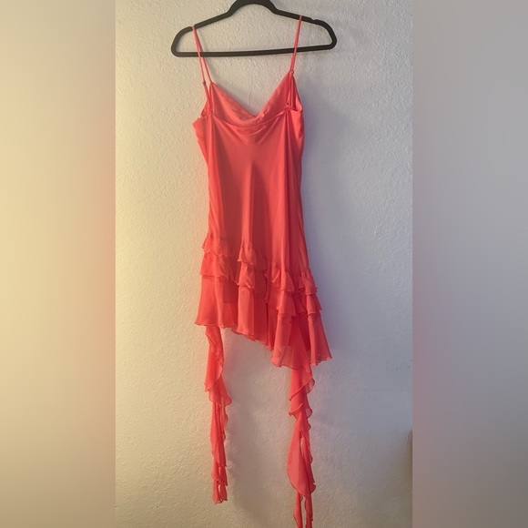 Gianni Bini Pink Chiffon Dress Rosette and ruffle detail - Picture 6 of 8